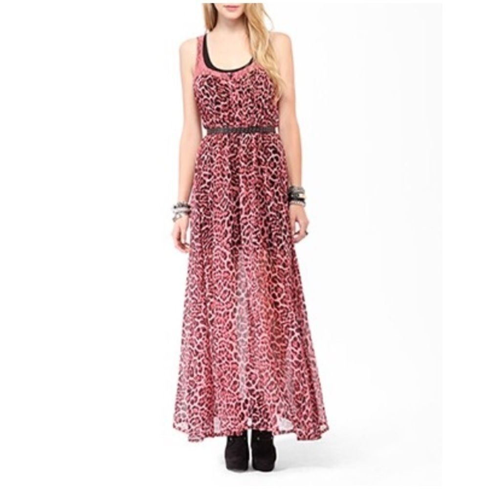 FOREVER 21 SHEER ANIMAL PRINT DUSTER TYPE DRESS